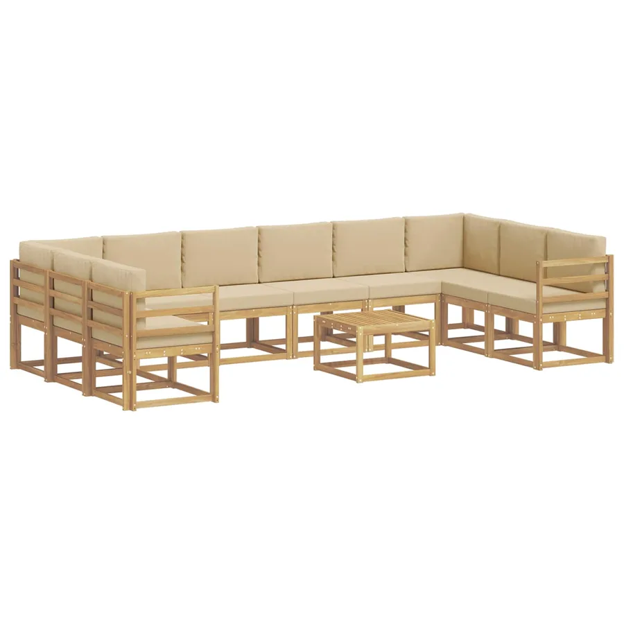 Ensemble de canapés d'extérieur 11 pcs Blanc et Beige - 2