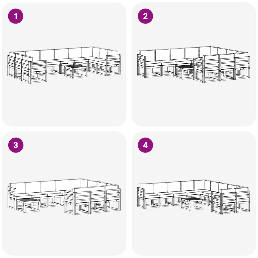 Ensemble de canapés d'extérieur 11 pcs Blanc et Beige - 7