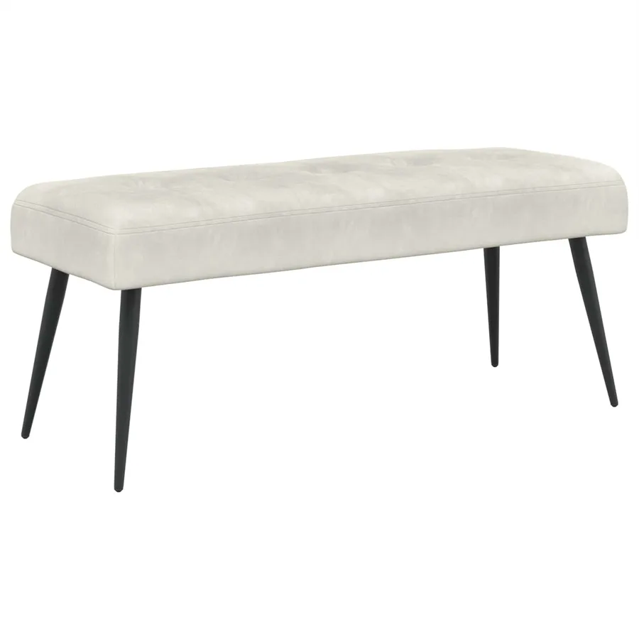 Banc avec capitonnage bouton Crème 110 x 40 x 46 cm Velours - 2