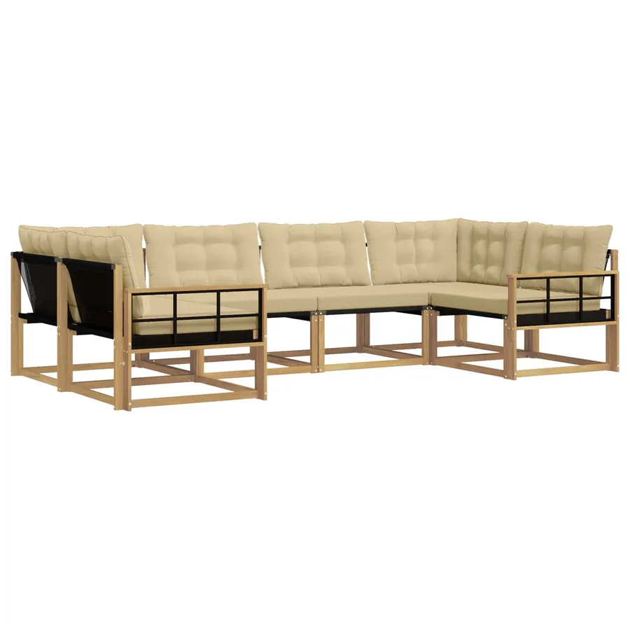 Ensemble de canapés d'extérieur 6 pcs Blanc et Beige - 2