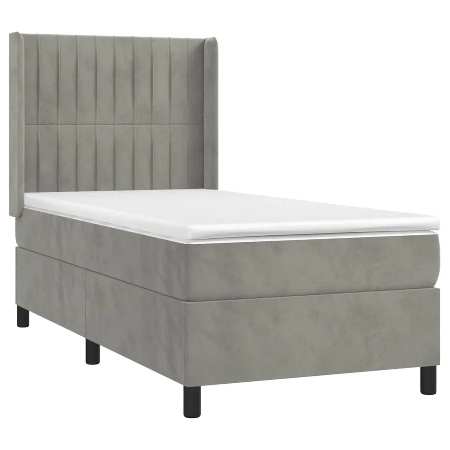 Sommier à lattes de lit matelas LED Gris clair 90x200cm Velours - 4