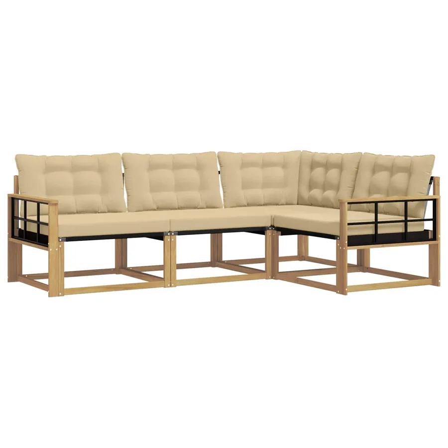 Ensemble de canapés d'extérieur 4 pcs Blanc et Beige - 2