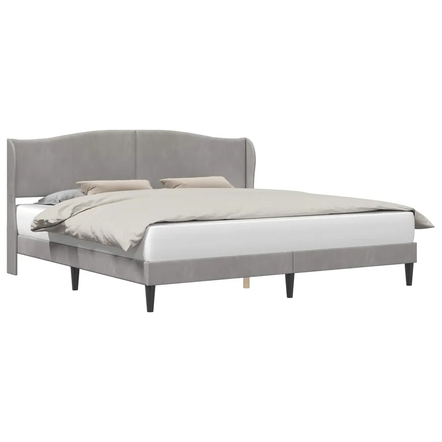 Cadre de lit avec tête de lit Gris clair 200 x 200 cm Velours - 2