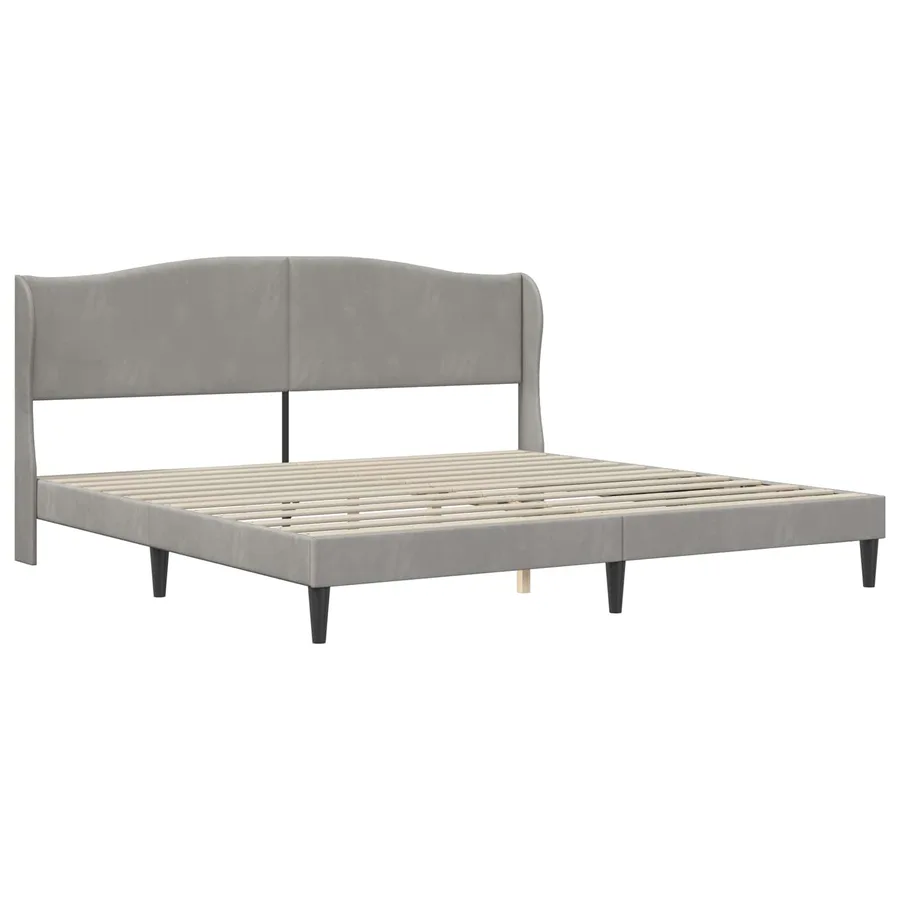 Cadre de lit avec tête de lit Gris clair 200 x 200 cm Velours - 3