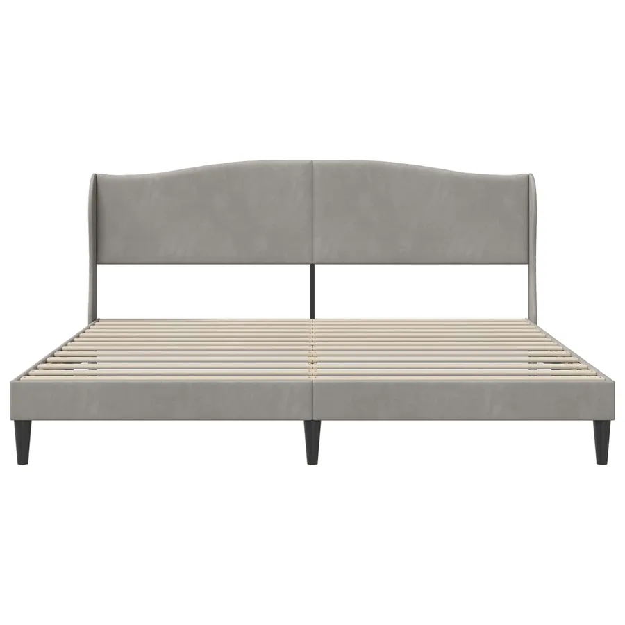 Cadre de lit avec tête de lit Gris clair 200 x 200 cm Velours - 4