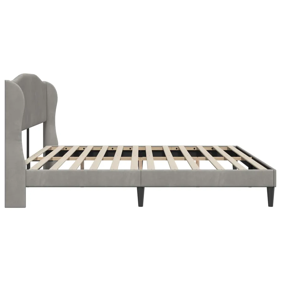 Cadre de lit avec tête de lit Gris clair 200 x 200 cm Velours - 5