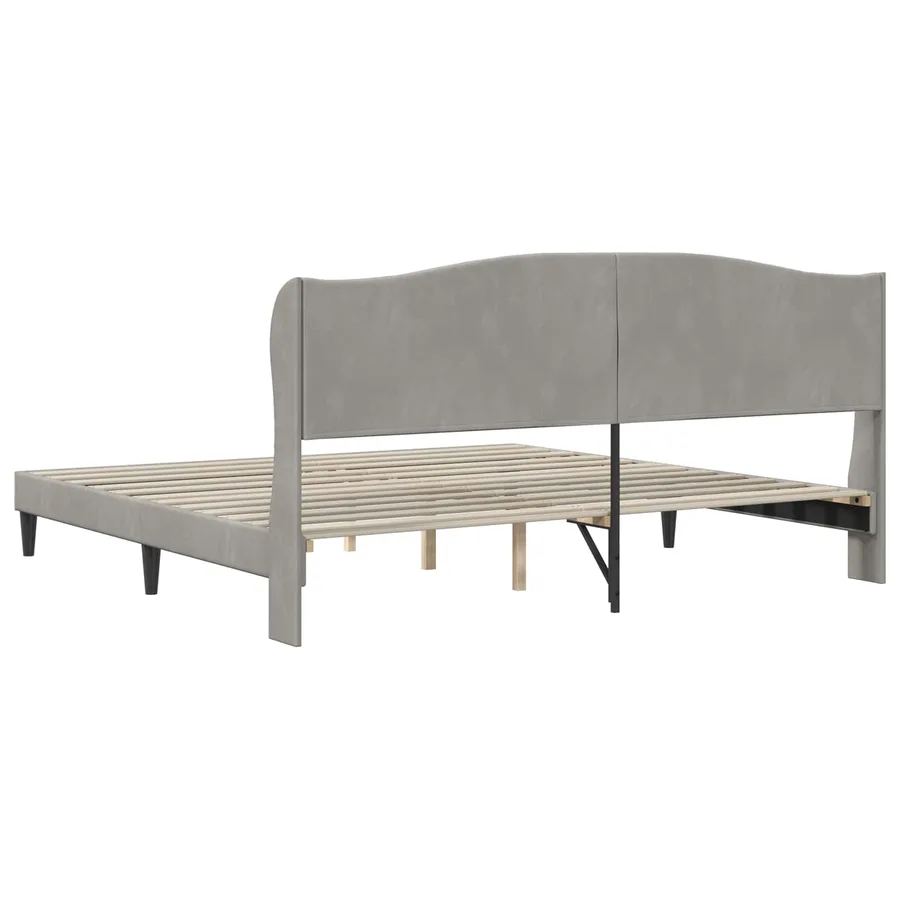 Cadre de lit avec tête de lit Gris clair 200 x 200 cm Velours - 6