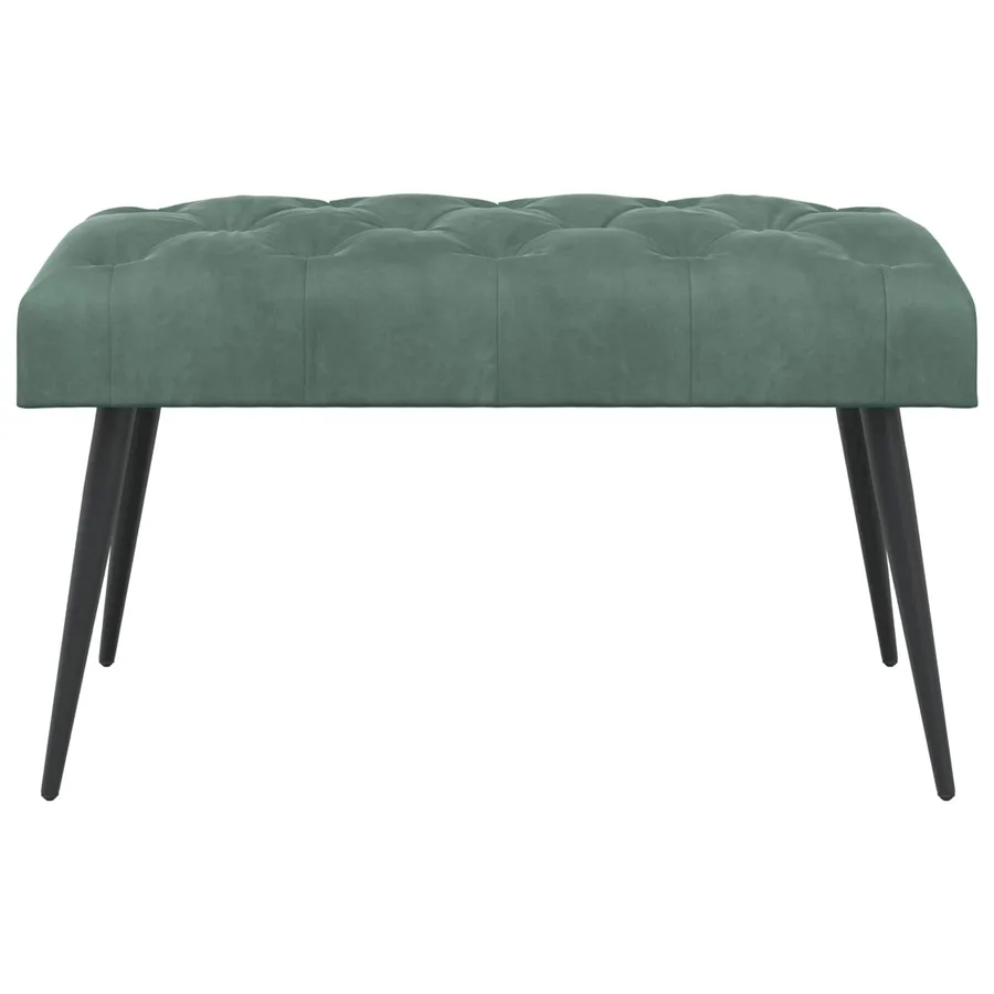 Banc avec capitonnage bouton Vert Mer 80 x 40 x 46 cm Velours - 5