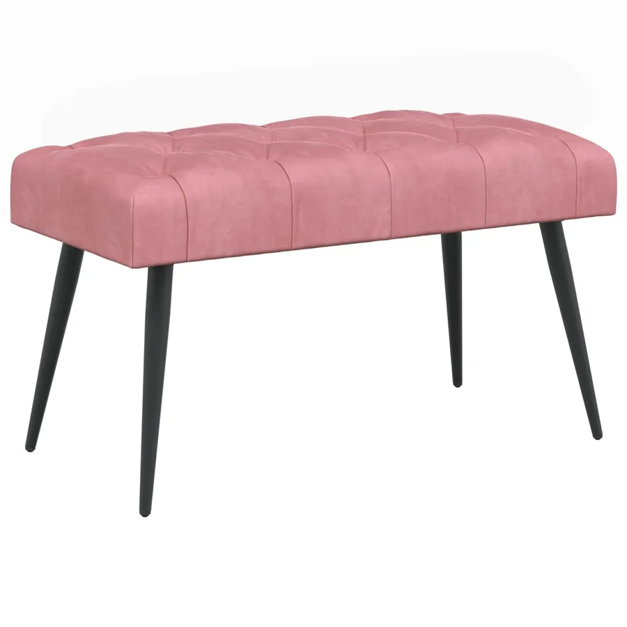 Banc avec capitonnage bouton Rose 80 x 40 x 46 cm Velours - 2