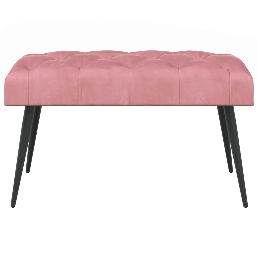 Banc avec capitonnage bouton Rose 80 x 40 x 46 cm Velours - 5