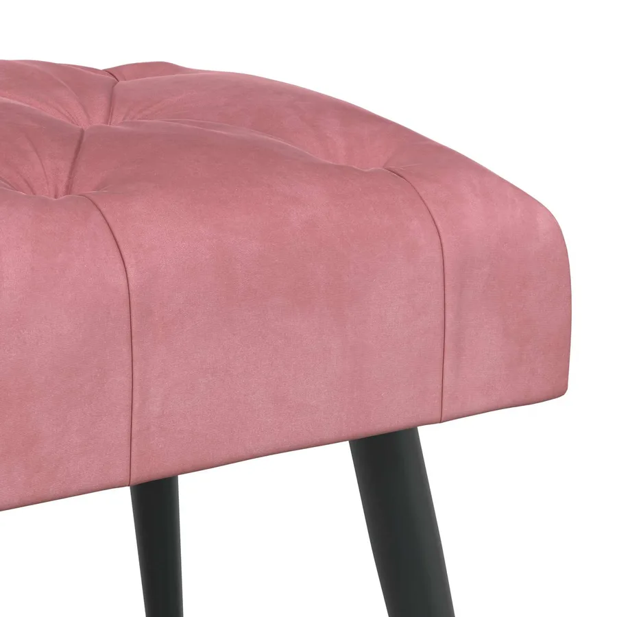 Banc avec capitonnage bouton Rose 80 x 40 x 46 cm Velours - 6