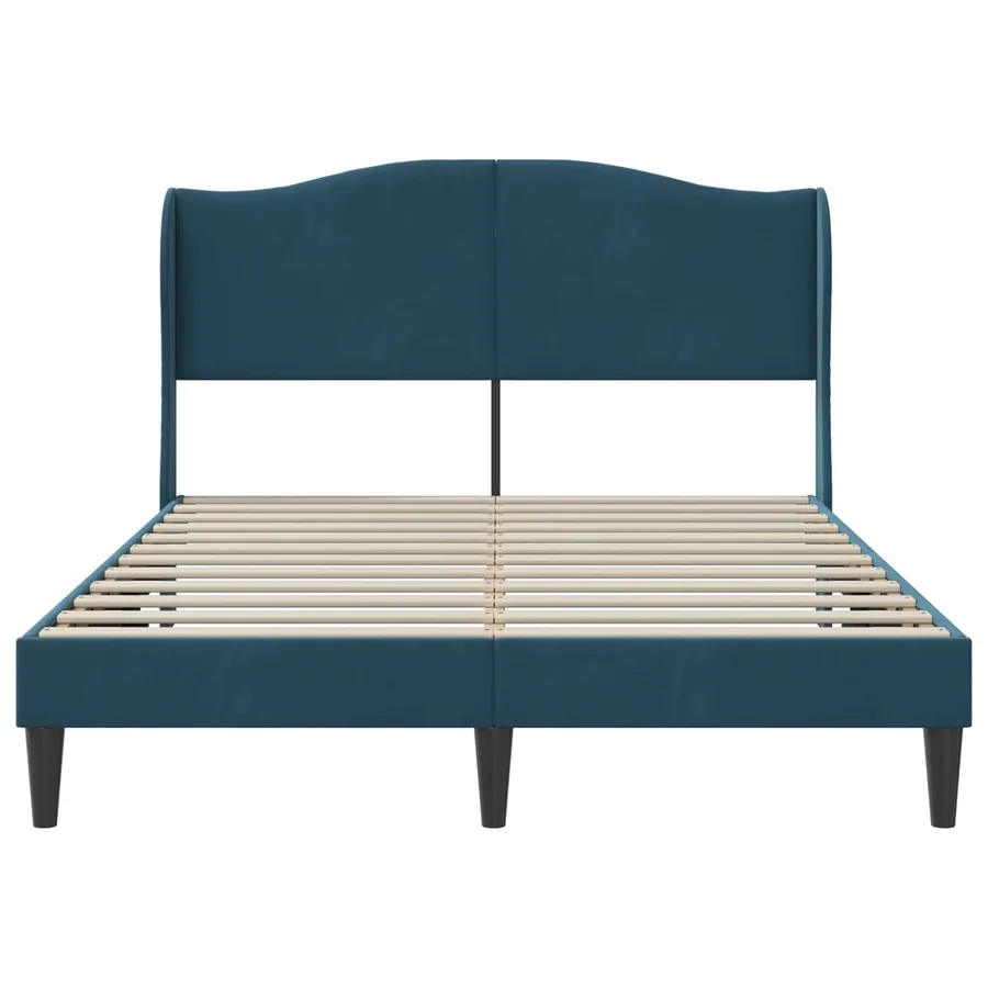 Cadre de lit avec tête de lit Bleu 140 x 190 cm Velours - 4