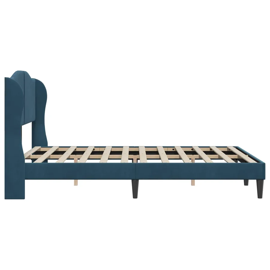 Cadre de lit avec tête de lit Bleu 140 x 190 cm Velours - 5