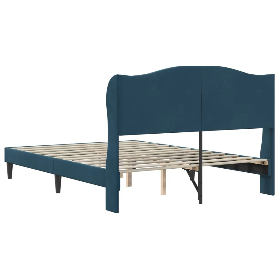 Cadre de lit avec tête de lit Bleu 140 x 190 cm Velours - 6
