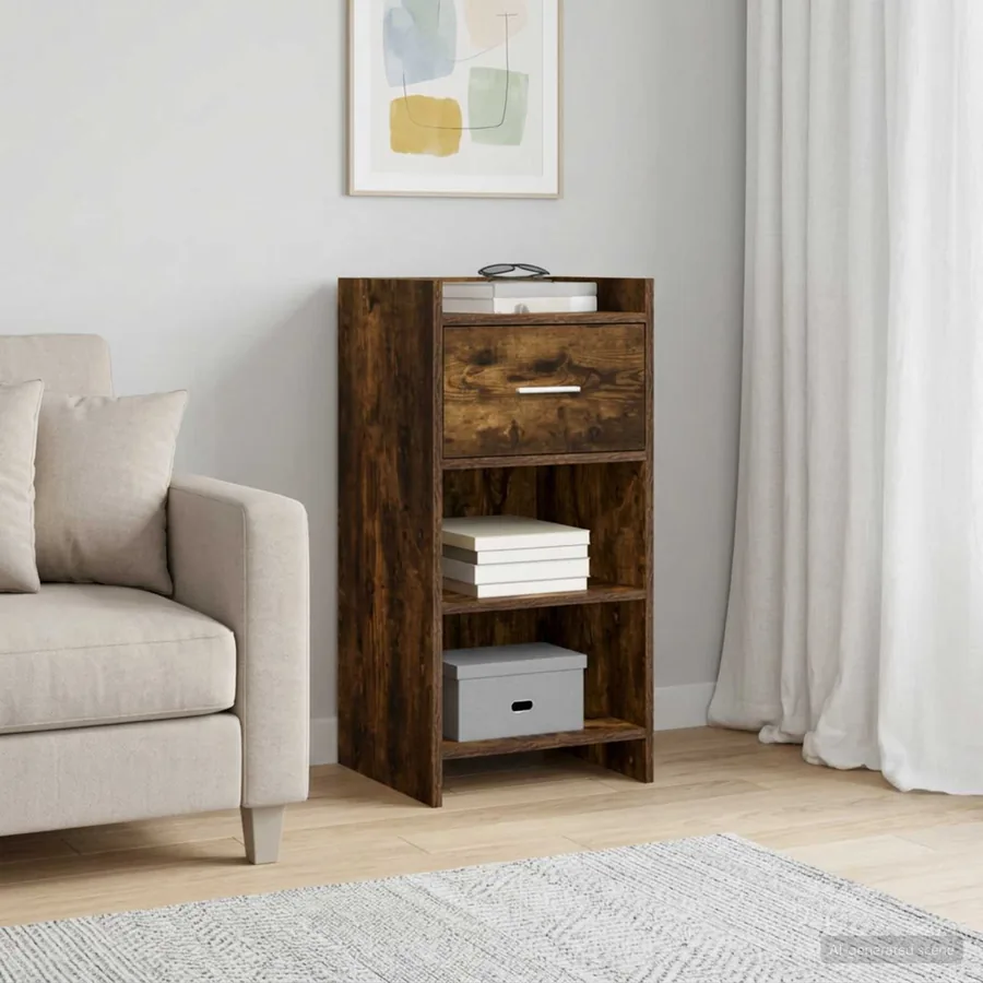 Buffet Chêne fumé 40 x 36 x 80 cm Bois d'ingénierie