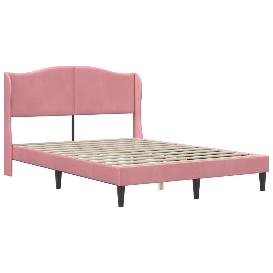 Cadre de lit avec tête de lit Rose 140 x 190 cm Velours - 3
