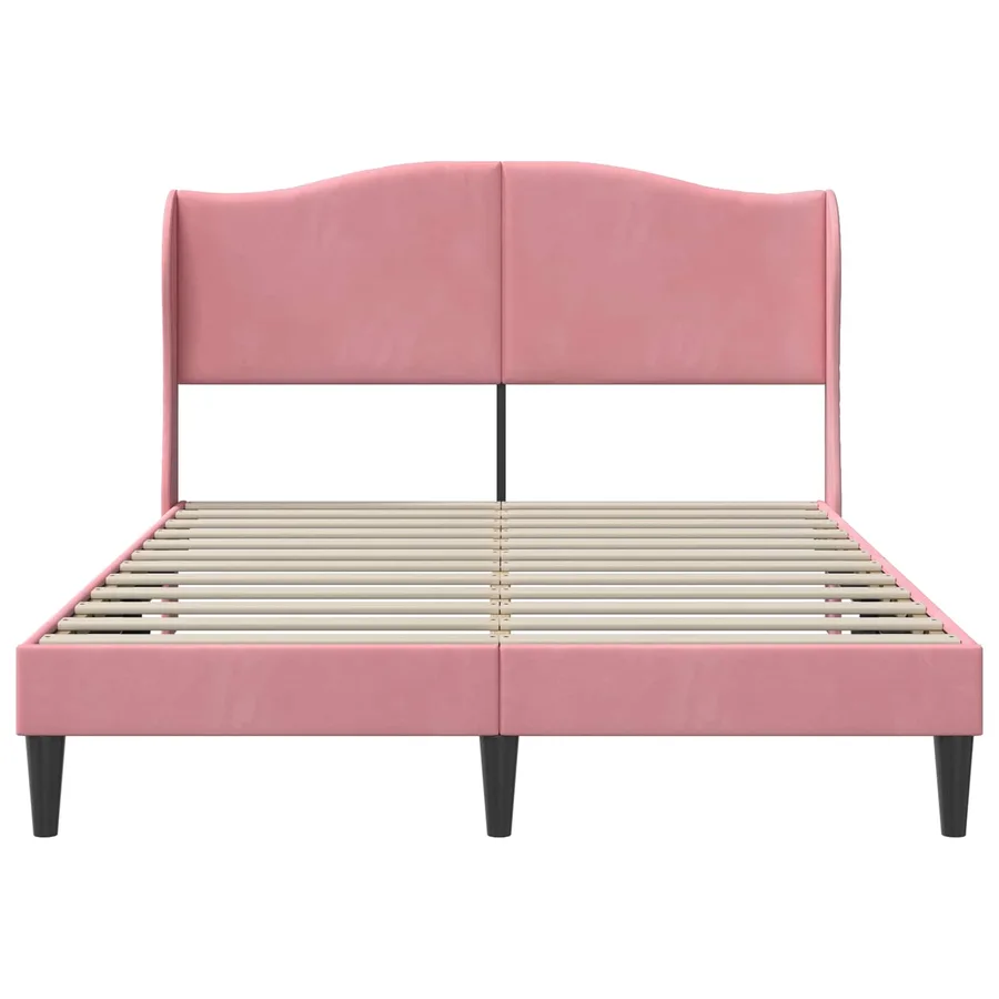 Cadre de lit avec tête de lit Rose 140 x 190 cm Velours - 4