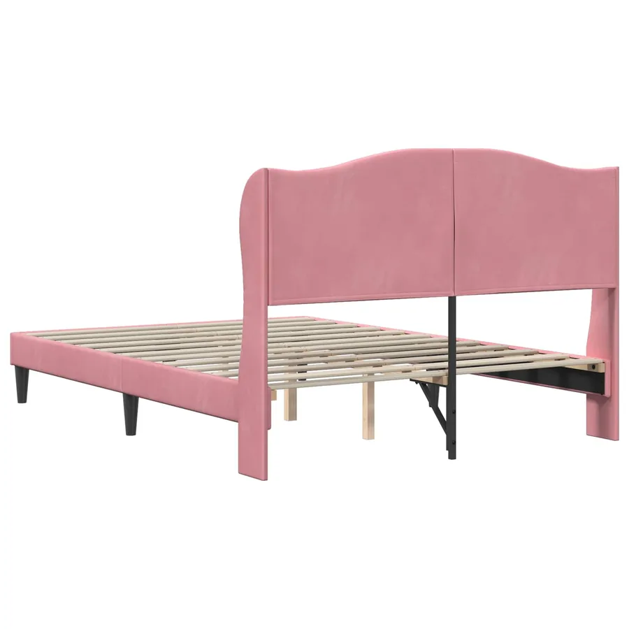 Cadre de lit avec tête de lit Rose 140 x 190 cm Velours - 6