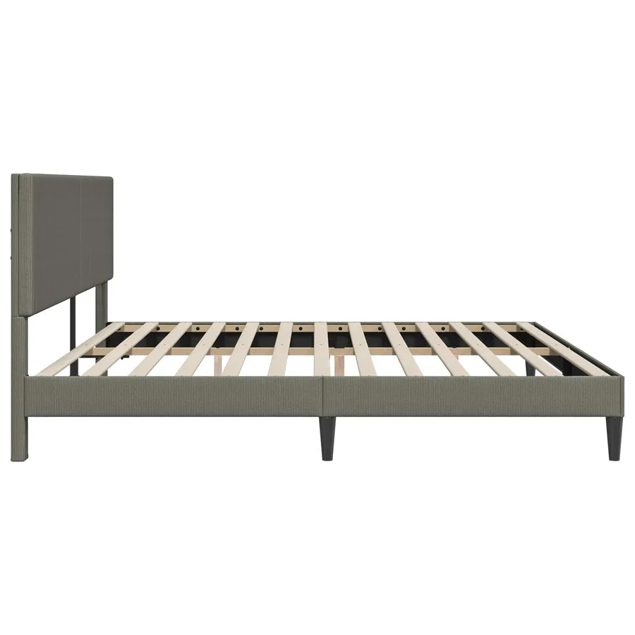 Cadre de lit Gris clair 180 x 200 cm Tissu en velours côtelé - 6