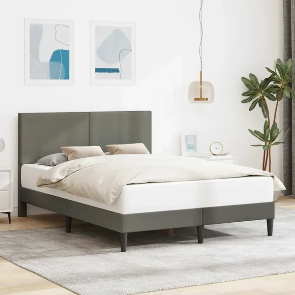 Cadre de lit Gris clair 140 x 190 cm Tissu en velours côtelé