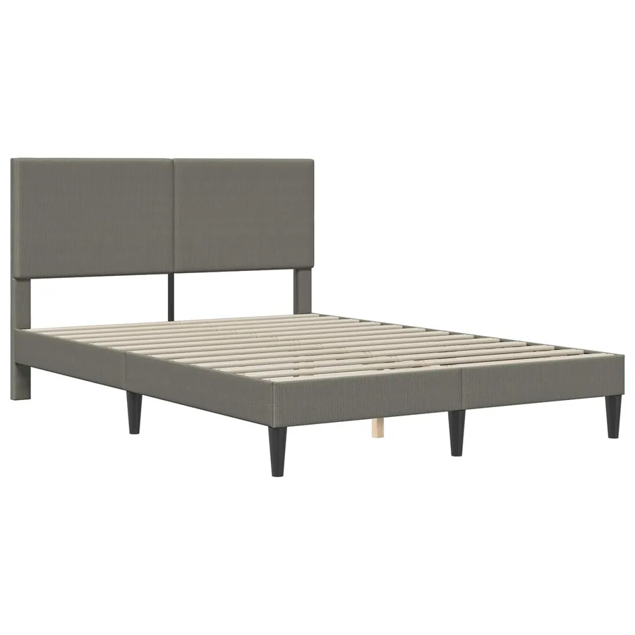 Cadre de lit Gris clair 140 x 190 cm Tissu en velours côtelé - 3