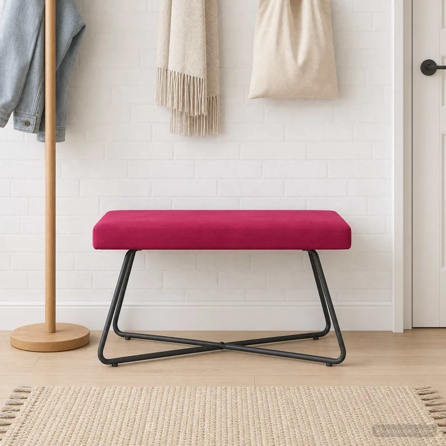 banc Bordeaux 80 x 40 x 45 cm Velours - 3