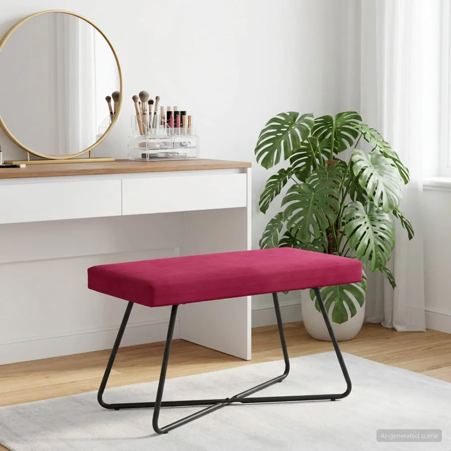 banc Bordeaux 80 x 40 x 45 cm Velours - 4