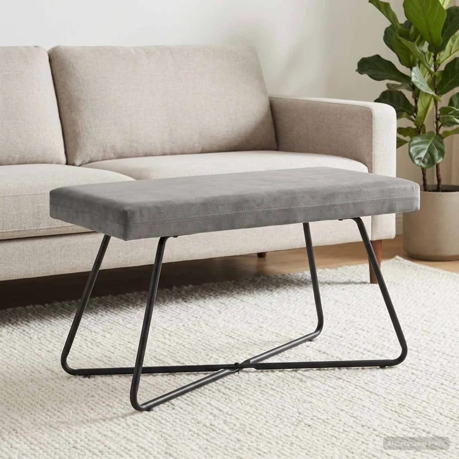 banc Gris clair 80 x 40 x 45 cm Velours