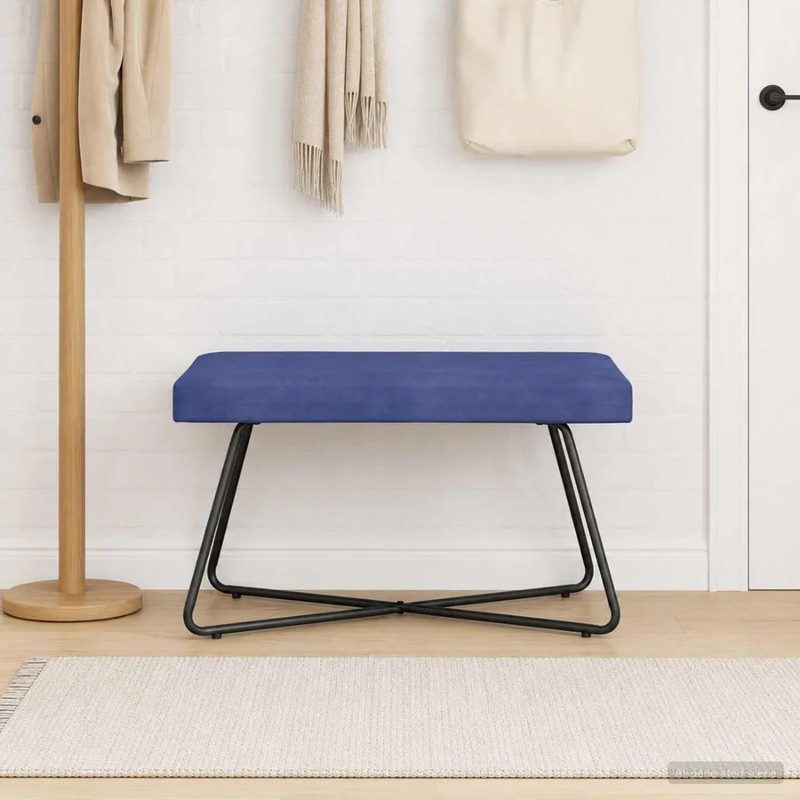 banc Bleu police 80 x 40 x 45 cm Velours - 3