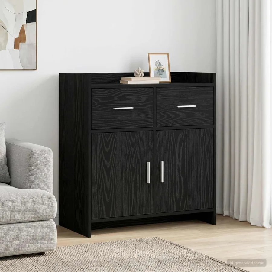 Buffet Chêne noir 75 x 36 x 80 cm Bois d'ingénierie