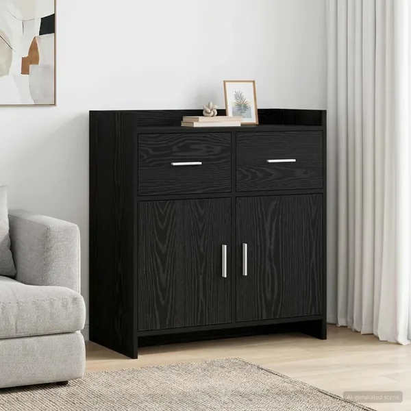 Buffet Chêne noir 75 x 36 x 80 cm Bois d'ingénierie