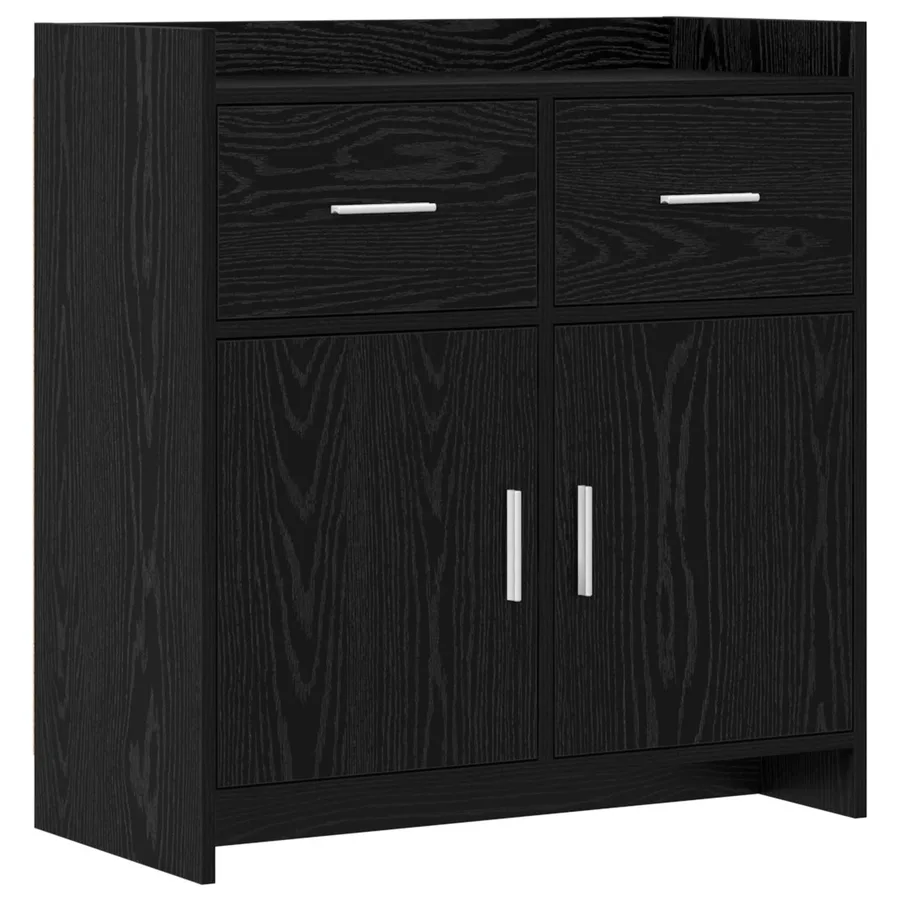 Buffet Chêne noir 75 x 36 x 80 cm Bois d'ingénierie - 2