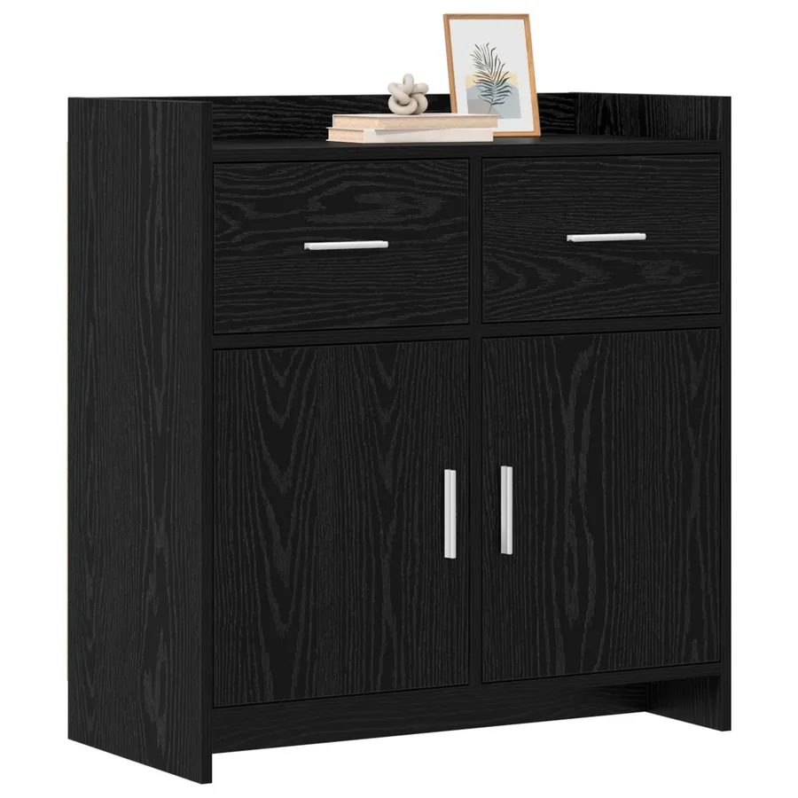 Buffet Chêne noir 75 x 36 x 80 cm Bois d'ingénierie - 3