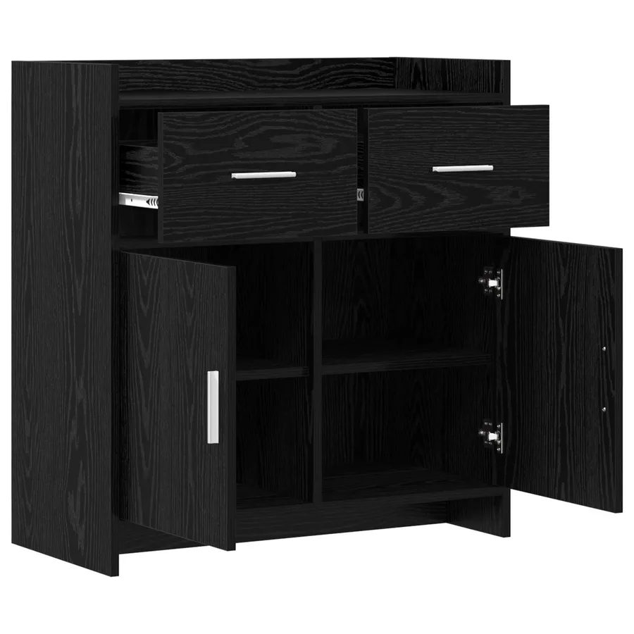 Buffet Chêne noir 75 x 36 x 80 cm Bois d'ingénierie - 4