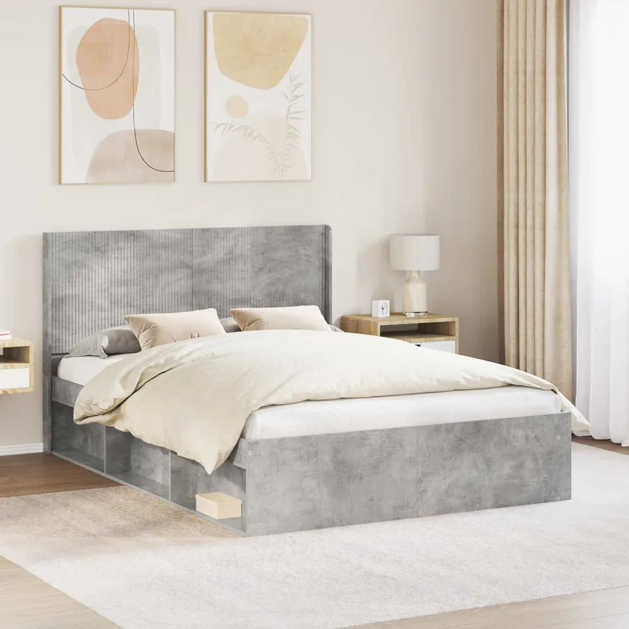 Tête de lit Gris béton Bois d'ingénierie