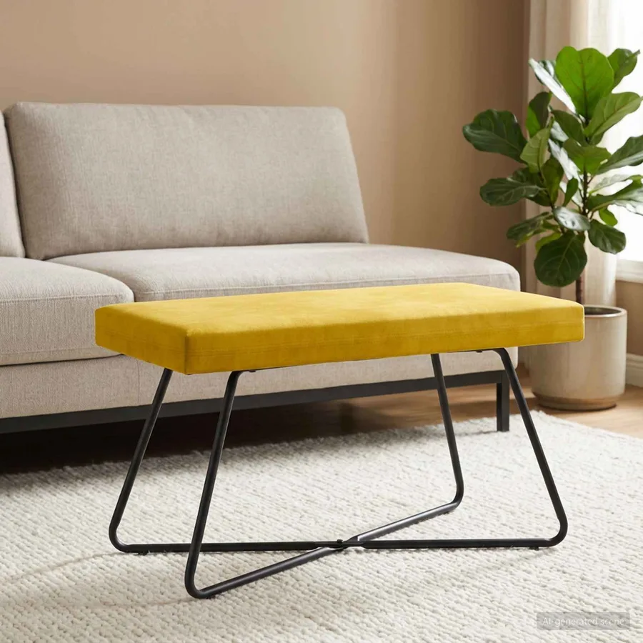 banc Jaune 80 x 40 x 45 cm Velours - 3