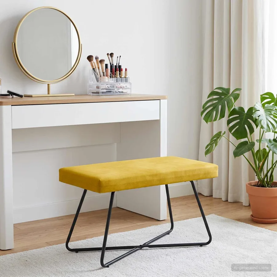 banc Jaune 80 x 40 x 45 cm Velours - 4