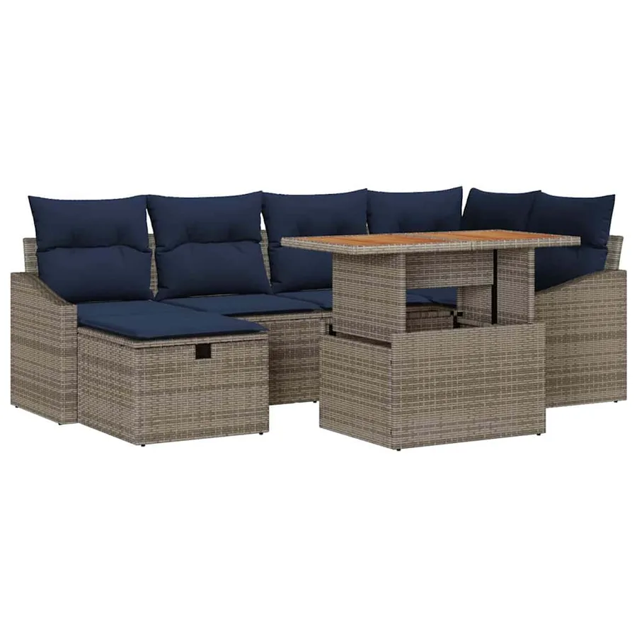 Ensemble de canapé de jardin 7 pcs Gris polyrotin - 2