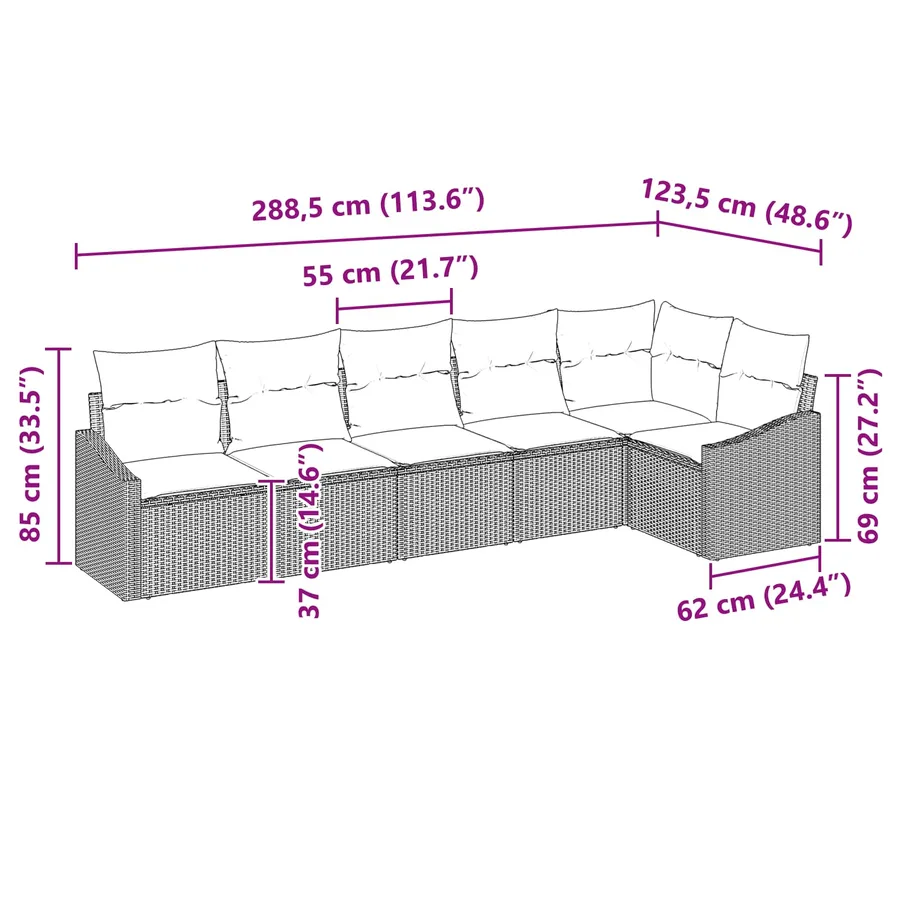 Ensemble de canapé de jardin 6 pcs Gris et bleu marine - 12