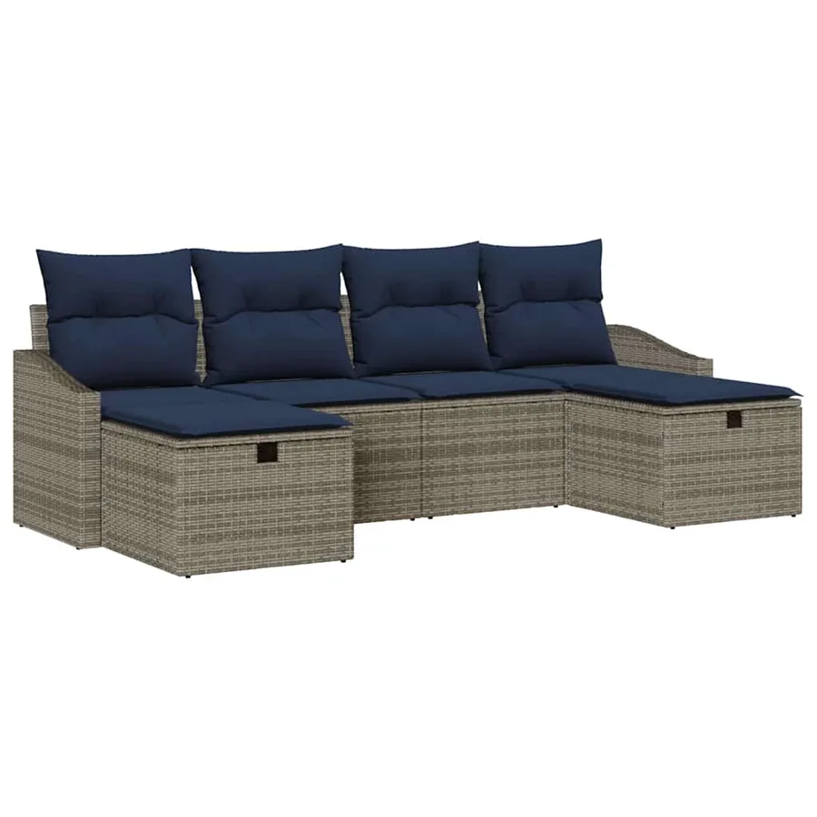 Ensemble de Canapés avec coussin 5 pcs polyrotin - 2