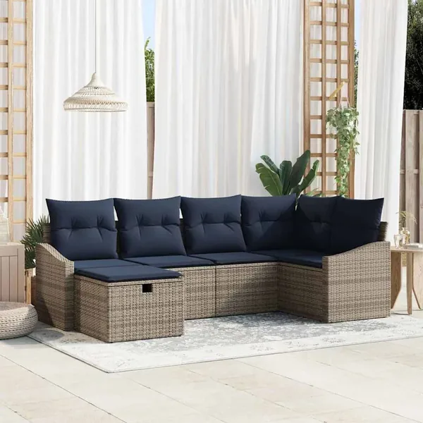 Ensemble de Canapés avec coussin 3 pcs polyrotin