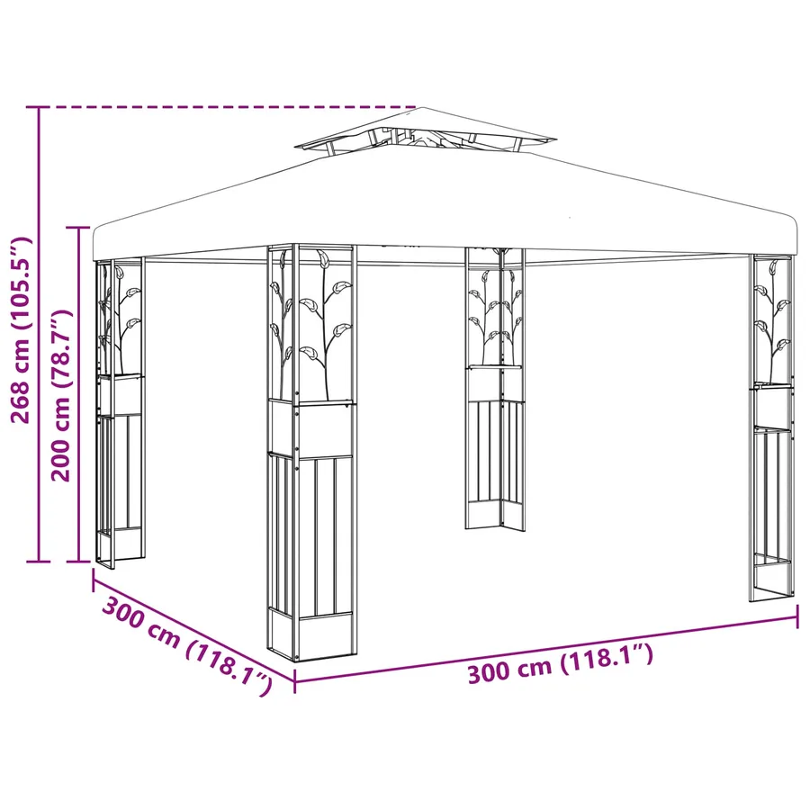 Pavillon 3 x 3 x 2,68 m Vert Polyester et Acier - 6