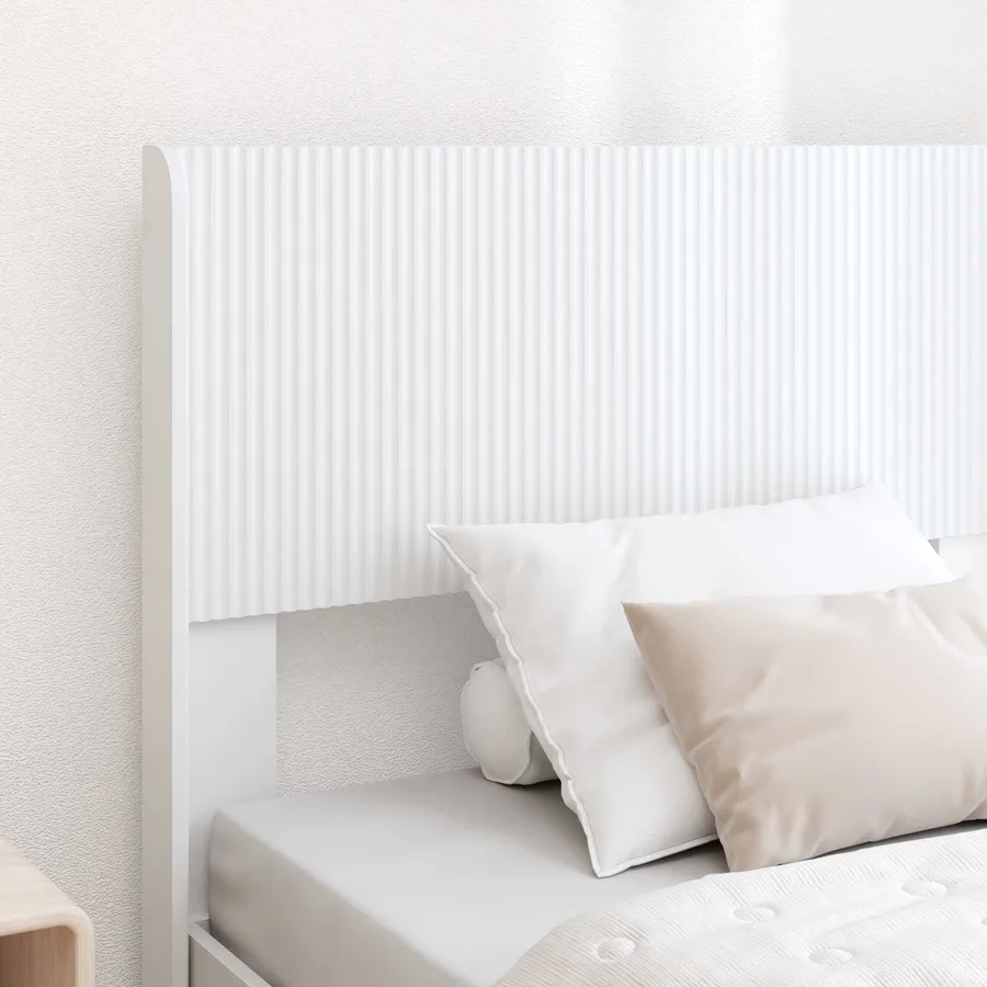 Cadre de lit avec rangement et tête de lit Blanc 75 x 190 cm - 3