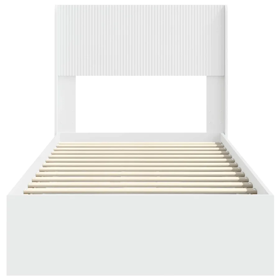 Cadre de lit avec rangement et tête de lit Blanc 75 x 190 cm - 6