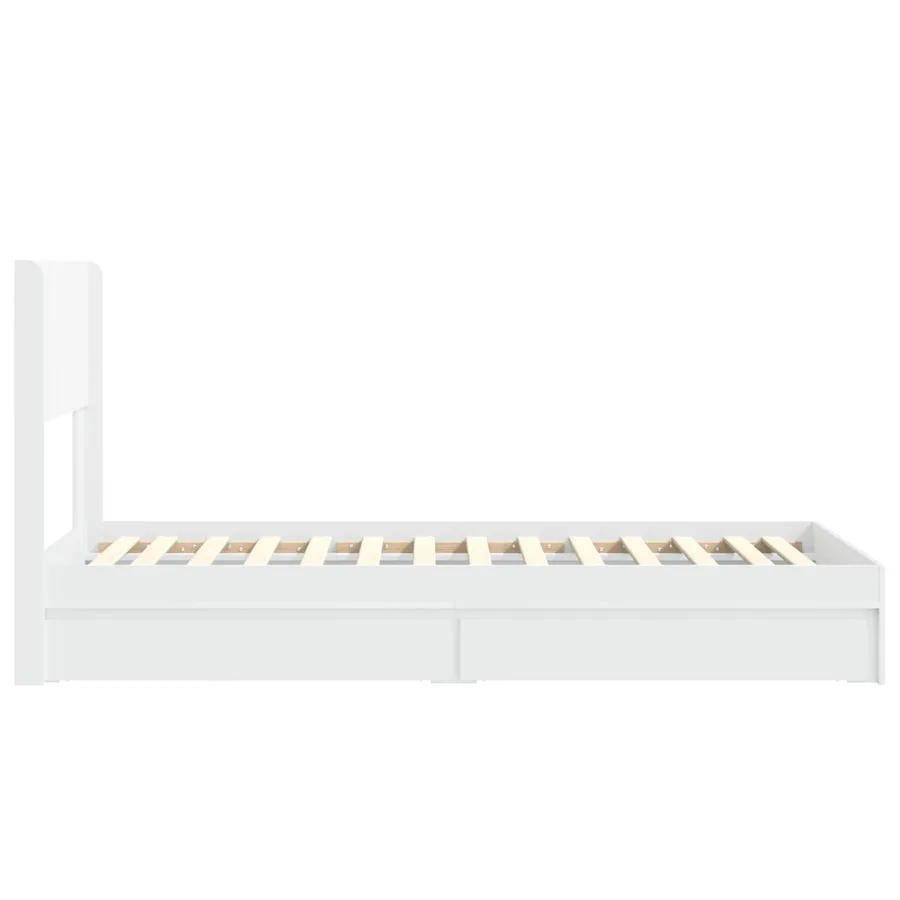 Cadre de lit avec rangement et tête de lit Blanc 75 x 190 cm - 7