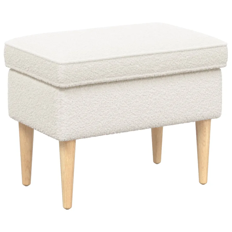 Pouf Crème 55 x 35 x 41 cm Bouclé - 2