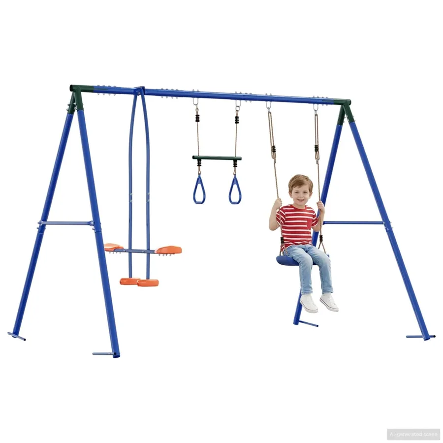 Ensemble de balançoires d'extérieur Multicolore Acier et PE - 3