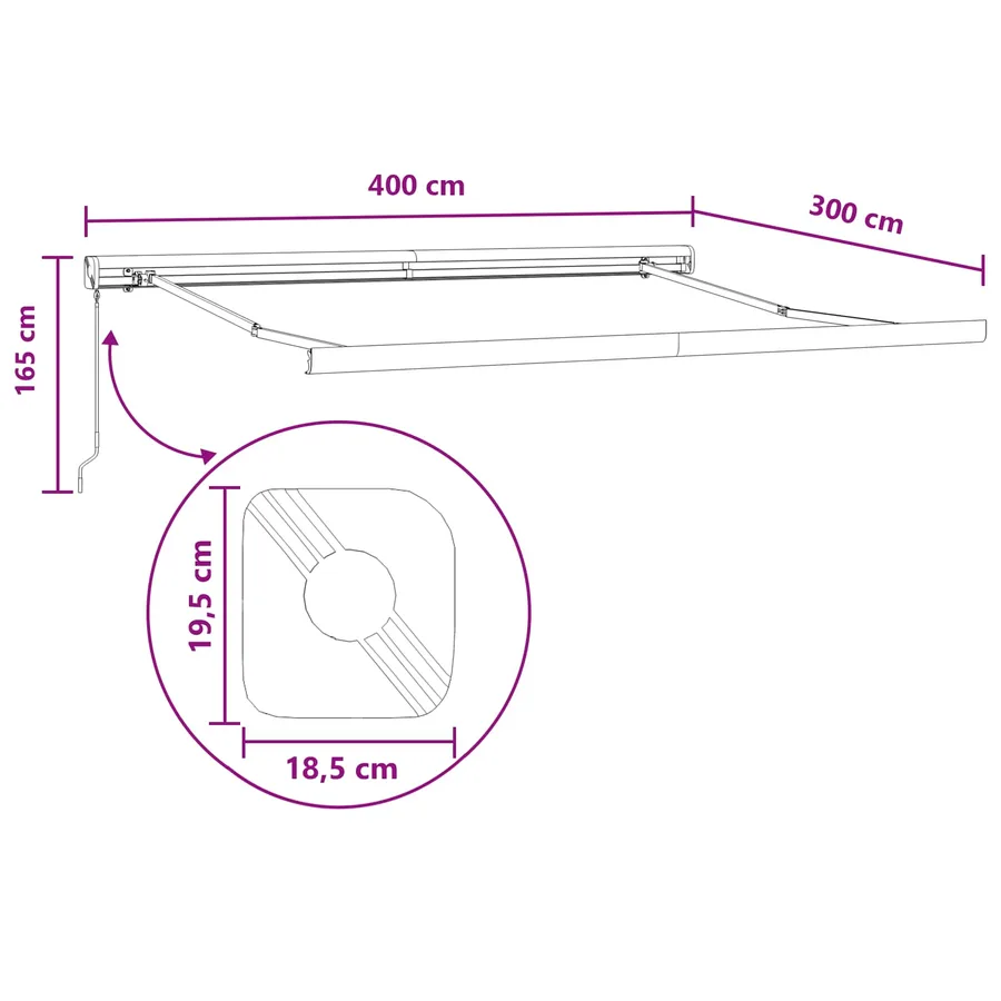 Auvent rétractable Gris clair et blanc 400 × 300 cm - 7
