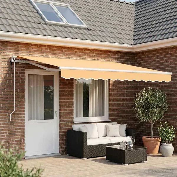 Auvent rétractable Sable 400 × 350 cm Polyester