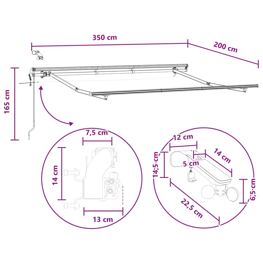 Auvent rétractable Sable 300 x 250 cm Polyester - 12